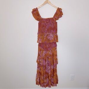 House of Harlow 1960 Orange and Pink Maxi Dress